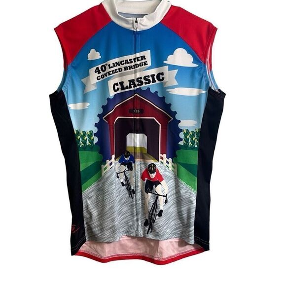 Lancaster 40th Covered Bridge Classic sleeveless covered bridge  print cycling j - Picture 1 of 8